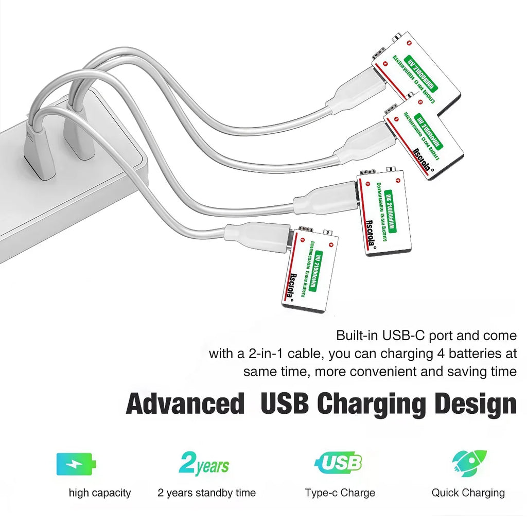Sevair Deco USB-C Rechargeable 9V Battery Packs multi charging 02