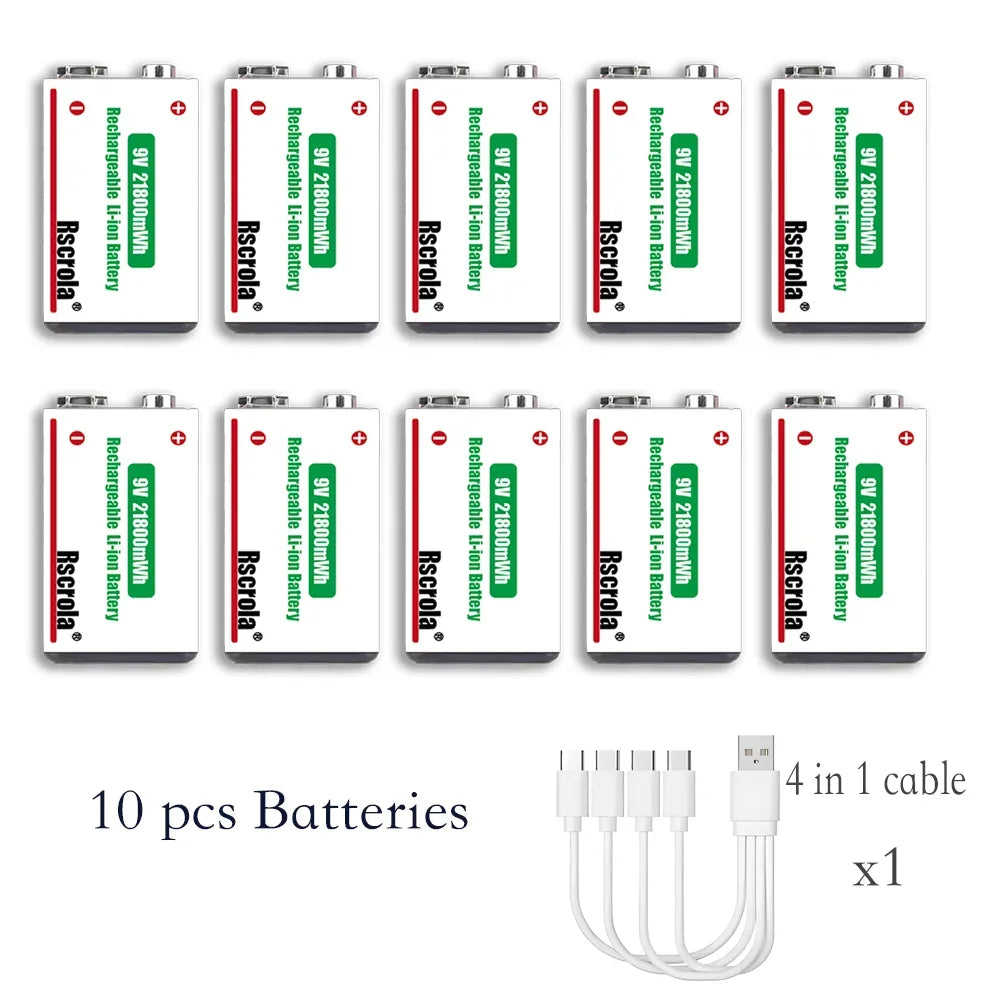 Sevair Deco USB-C Rechargeable 9V Battery Packs ten pack