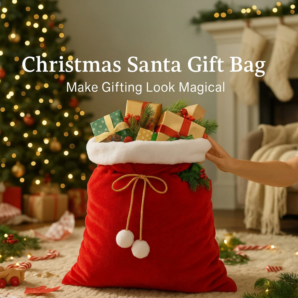 Sevair Deco Velvet Santa Gift Bag for Christmas 1