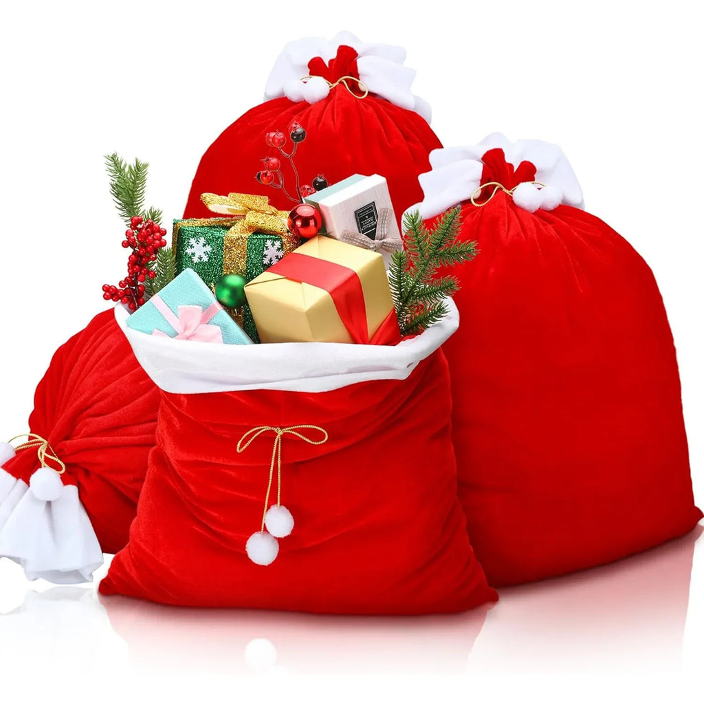Sevair Deco Velvet Santa Gift Bag for Christmas 4