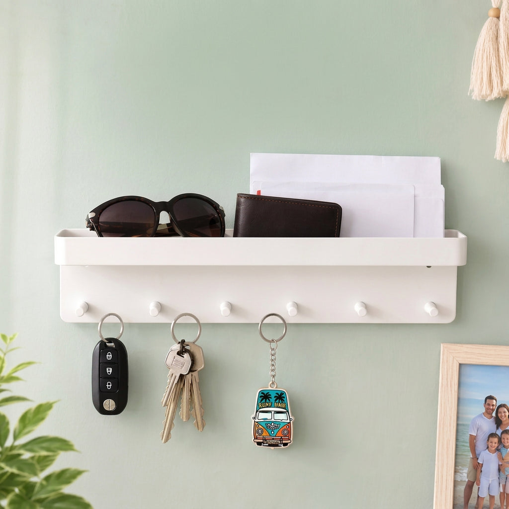 Sevair Deco Wall Key Holder Shelf with 6 Hooks 1
