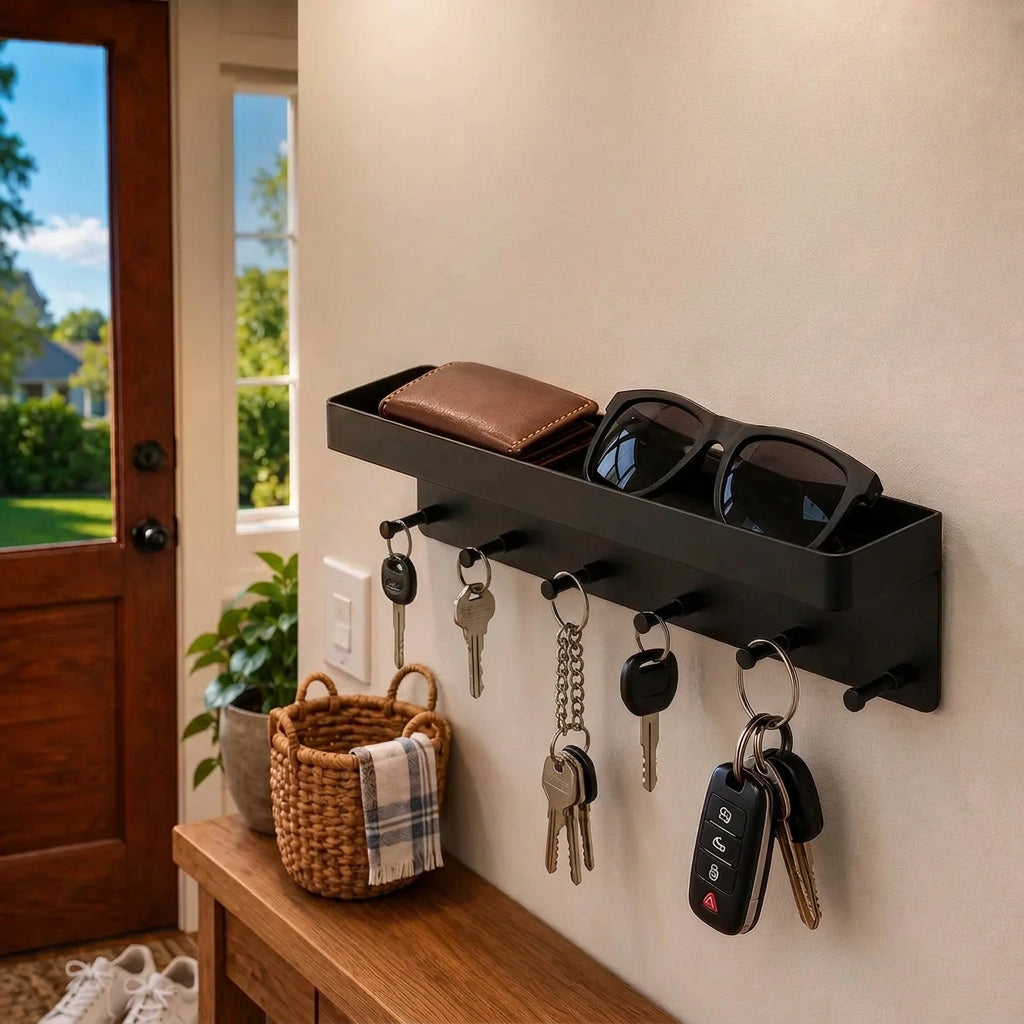 Sevair Deco Wall Key Holder Shelf with 6 Hooks 2