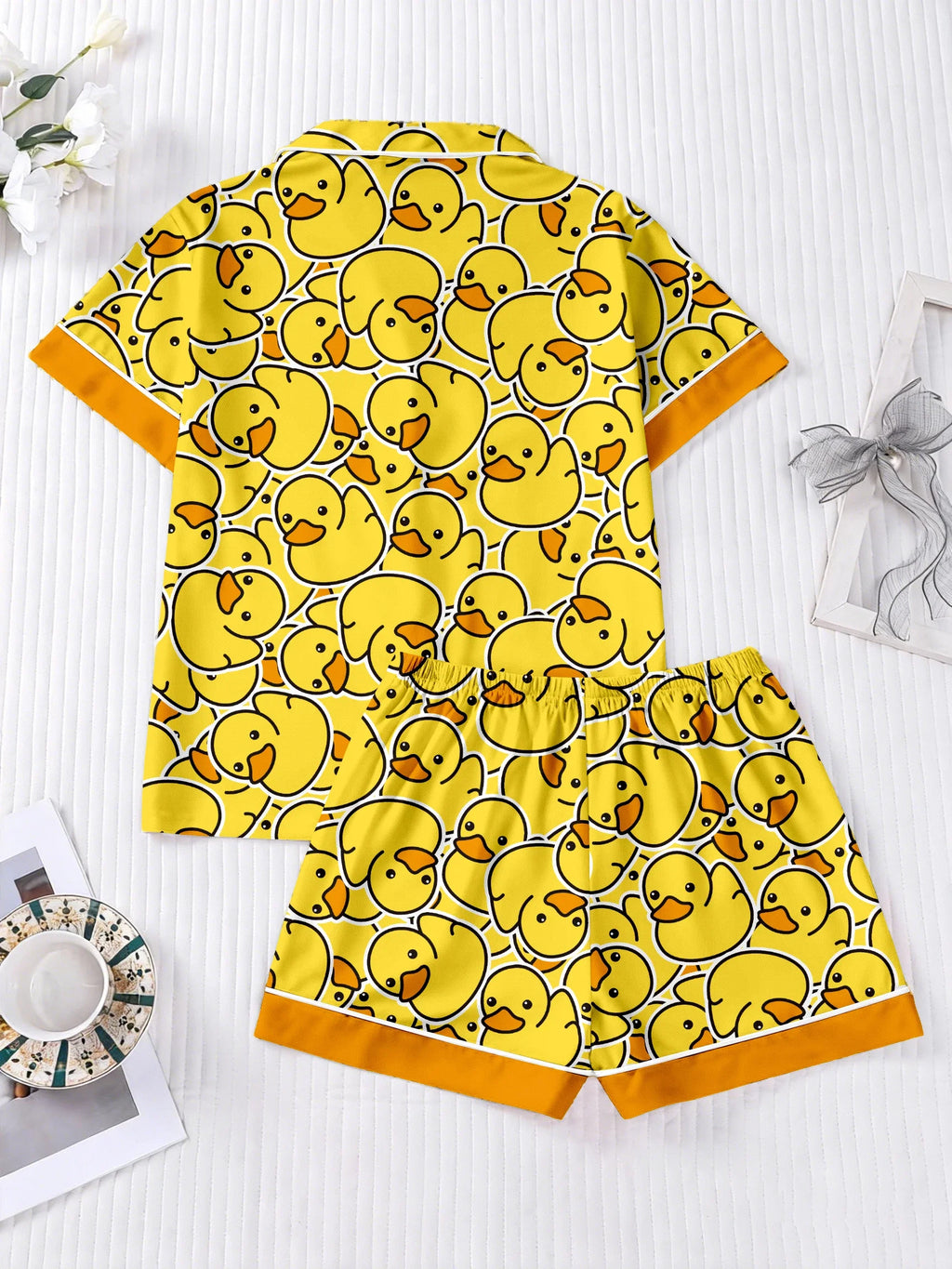 Sevair Deco Womens Duck Pajama Set with Matching Shorts back view