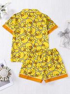 Sevair Deco Womens Duck Pajama Set with Matching Shorts back view