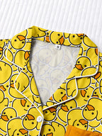 Sevair Deco Womens Duck Pajama Set with Matching Shorts collar detail