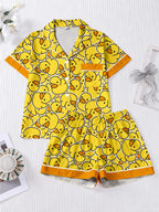 Sevair Deco Womens Duck Pajama Set with Matching Shorts front view